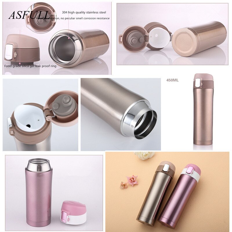 Termo Taza Termo taza al vacío taza 304 de acero inoxidable con aislamiento taza 450ML botella térmica termo vacío frasco botella de agua