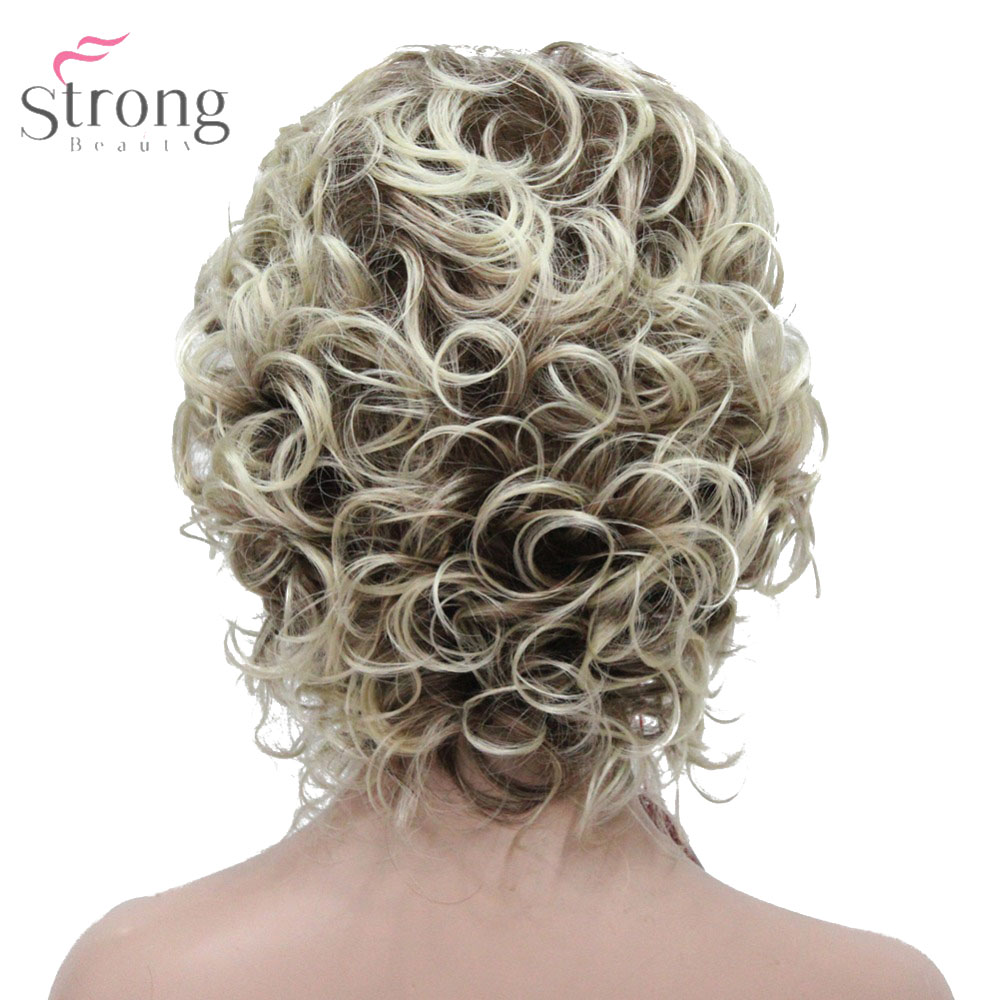 StrongBeauty damska peruka syntetyczna naturalne włosy blond/czarne włosy krótkie peruki z kręconymi włosami: 30T613
