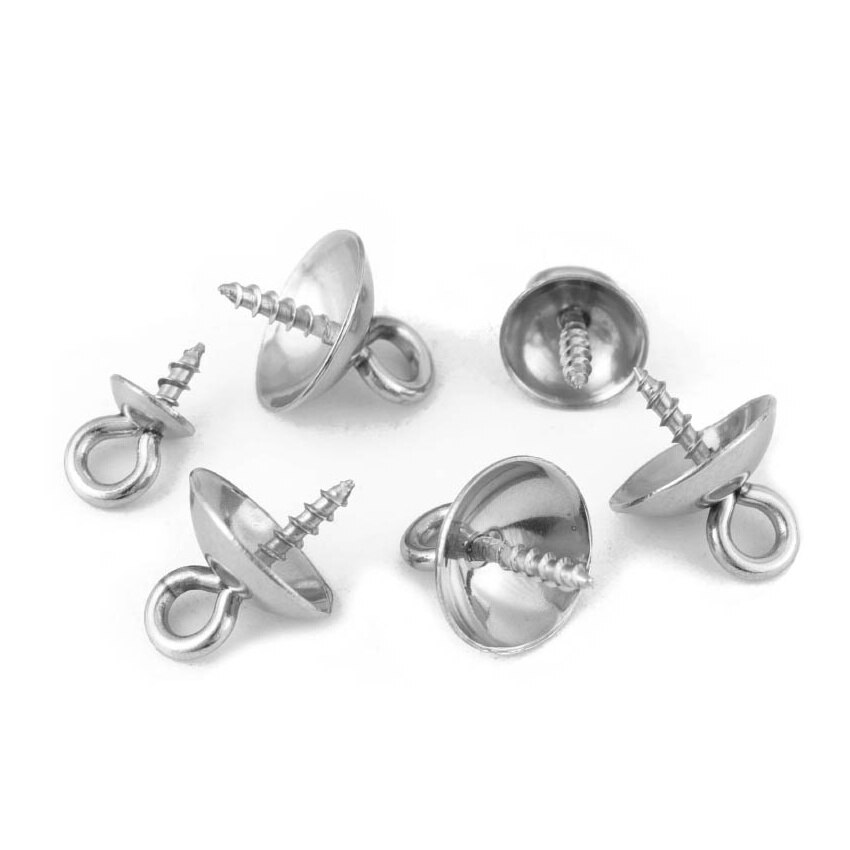 20 pièces en acier inoxydable ton métal vis yeux Bails haut percé perles embouts pendentif breloques à assembler soi-même connecteurs bijoux accessoires: Screws / 4mm