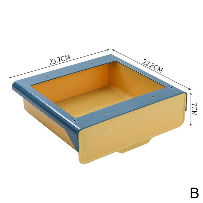 Storage Box Under Drawer Box Hidden Table Paste Kitchen Case Organizer Pen Holder Desk Basket Hanging Stationery Memo Parti D5A6: yellow L