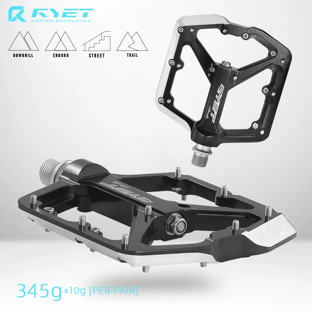 Pedali VTT RYET Piattaforma - Lega Ultraleggera - Cuscinetti DU Sigillati - Pedale Piatto Antiscivolo - 105x118x18mm