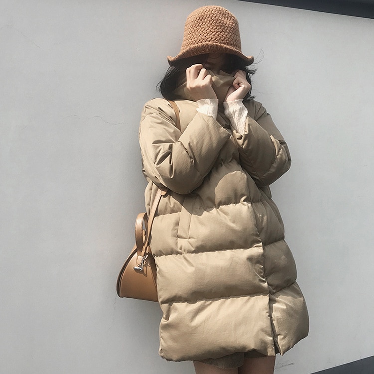 Ricorit Winter Capuchon Katoenen Gewatteerde Jas Vrouwen Lange Mouw Effen Kleur Warm Losse Lange Puffer Jassen Parka Jas куртка