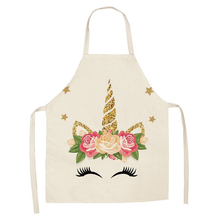 Unicorn Kitchen Apron Cartoon Parent-child Sleeveless Apron Cotton Linen Aprons for Adult Home Cleaning Tools Bibs