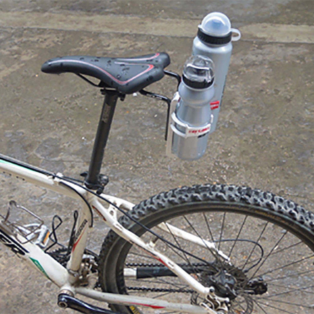 Cykel cykel aluminium cykling bagmonteret sadelskinne beslag dobbelt vandflaskebur holder triathlon forlænge kedel fast stativ