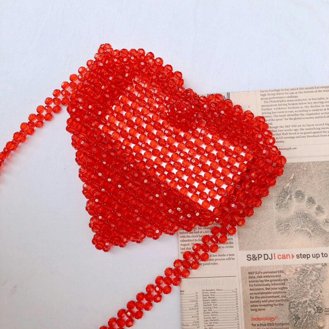 Women Spring Homemade Handmade Beaded Love Peach Retro Year Red Crossbody Bag Exclusive Limited Vintage Bag