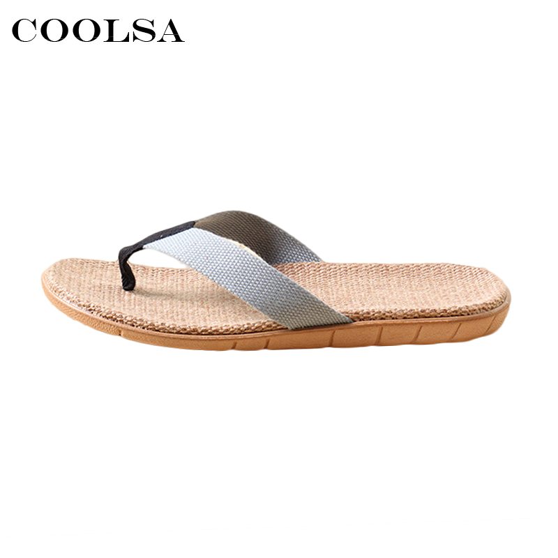 Votoda sommar herr linne tofflor tyg webbing lin flip flops platta halkfria hem tofflor man casual strand sandaler skor