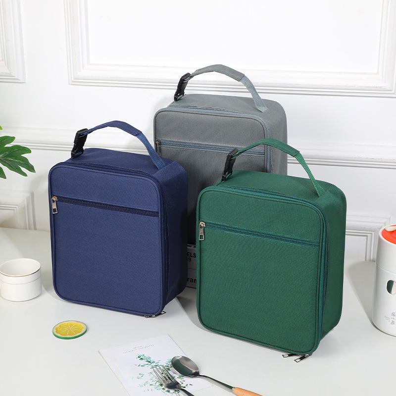 Lunch Box Storage Tote Mesh Side Pouch Portable Lunch Bag Heat Insulation Children's School Bento Bags Square Chilled Ice Bags