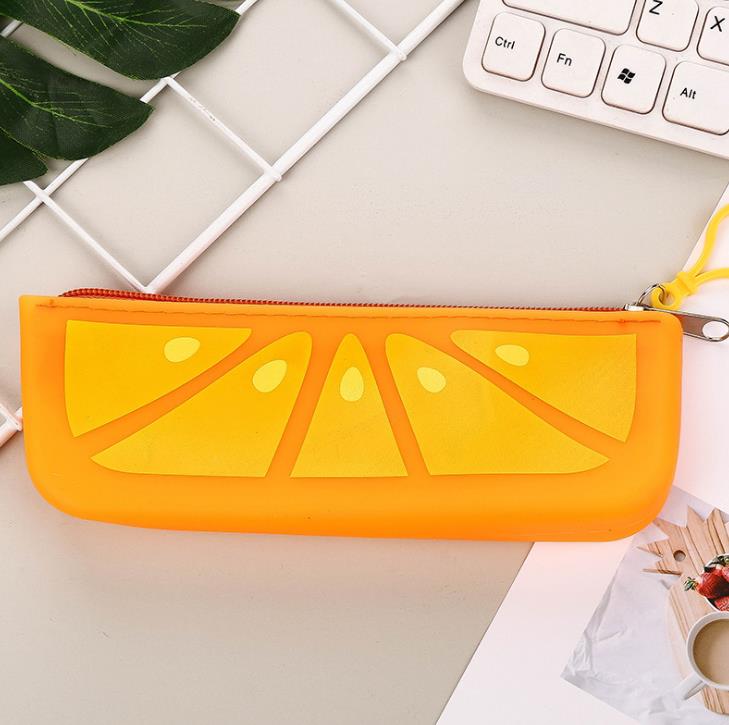 Estuche escolar de frutas con garra de pata de gato, de silicona de gran capacidad, para lápices, papelería, oficina y escuela, 1 Uds.