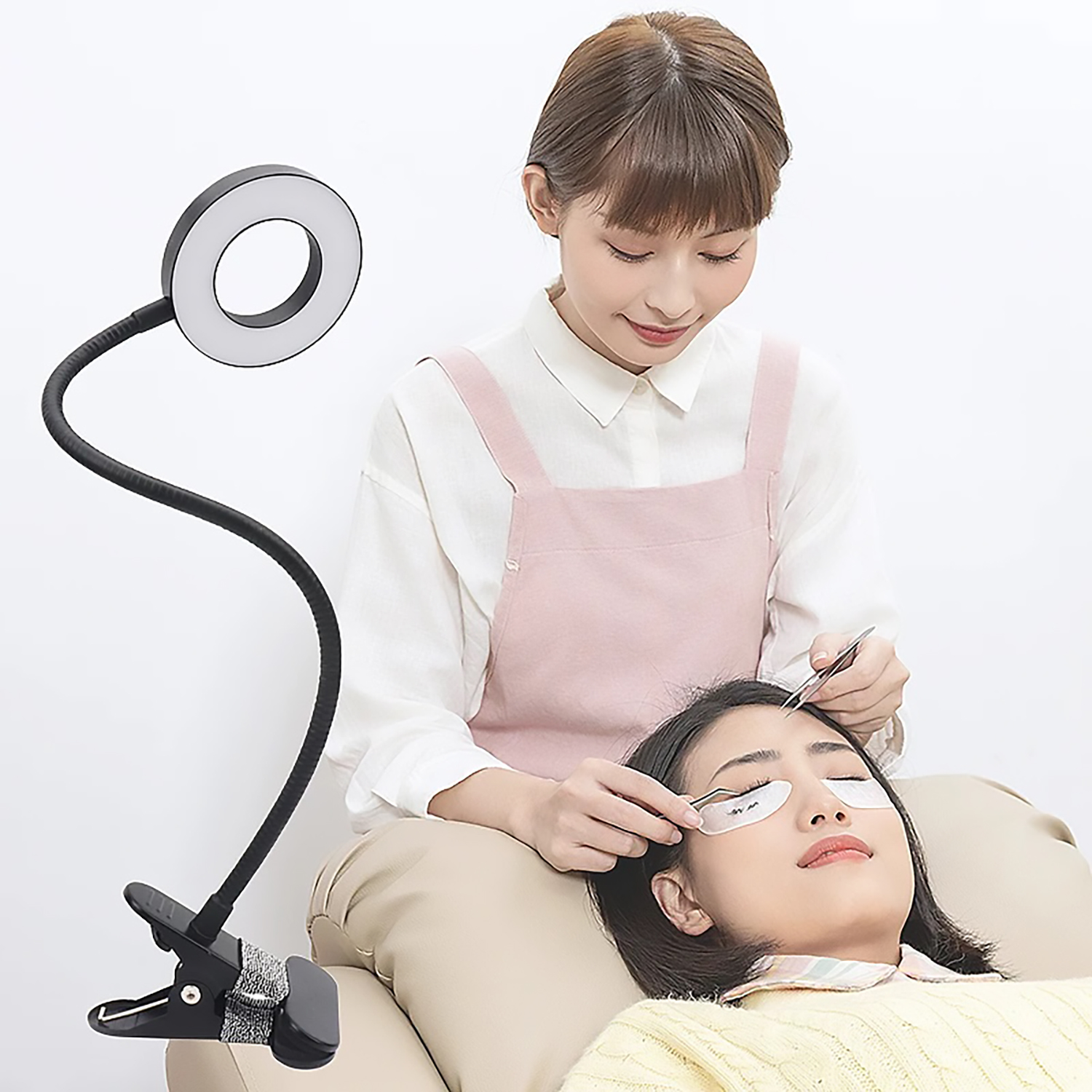 10-fache Clip-an-Schreibtischlampe, LED-Lupe mit Lampe, Nagelstudio, Sticklampe, tragbare Augenschutzlampe, Schwarz, Weiß, Silber