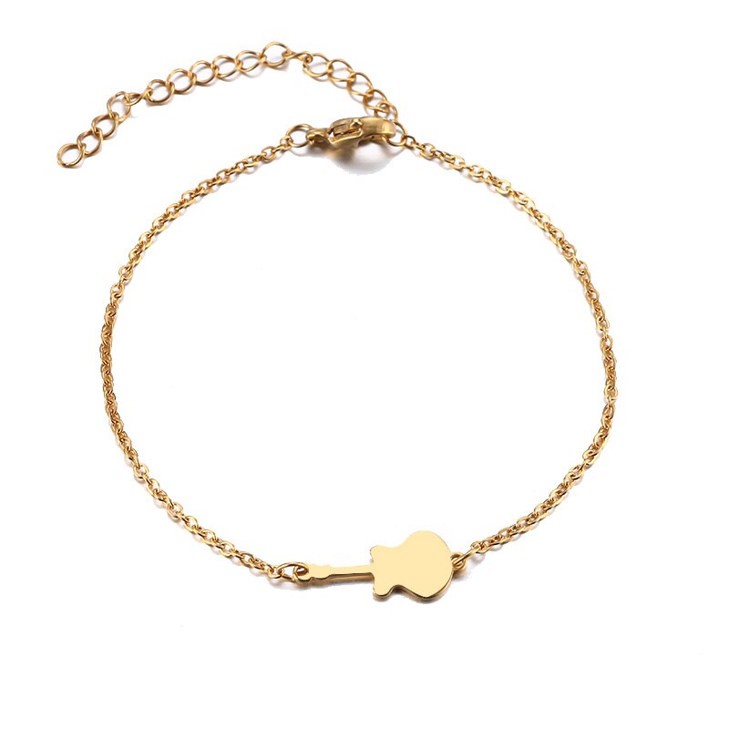 CACANA 316L Edelstahl Armband Für Frauen Mann Gitarre Gold Und Silber Farbe Pulseira Feminina geliebten Engagement Schmuck: Gold-farbe