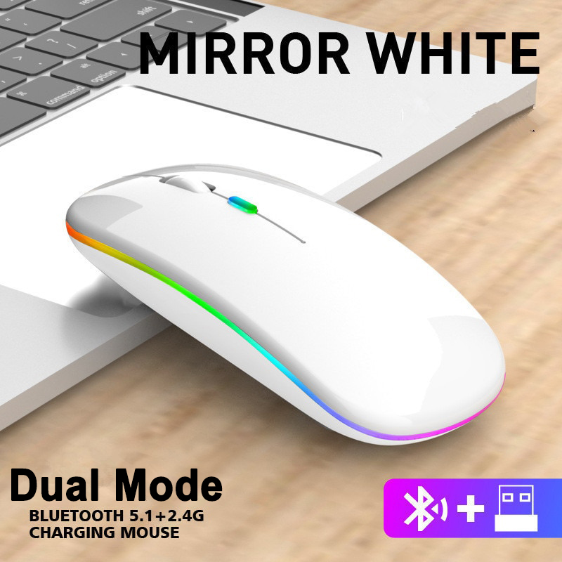 2,4G Drahtlose Maus USB Aufladbare Bluetooth-kompatibel RGB Maus Stille Ergonomische Maus Mit Hintergrundbeleuchtung Für Laptop PC ipad: Black