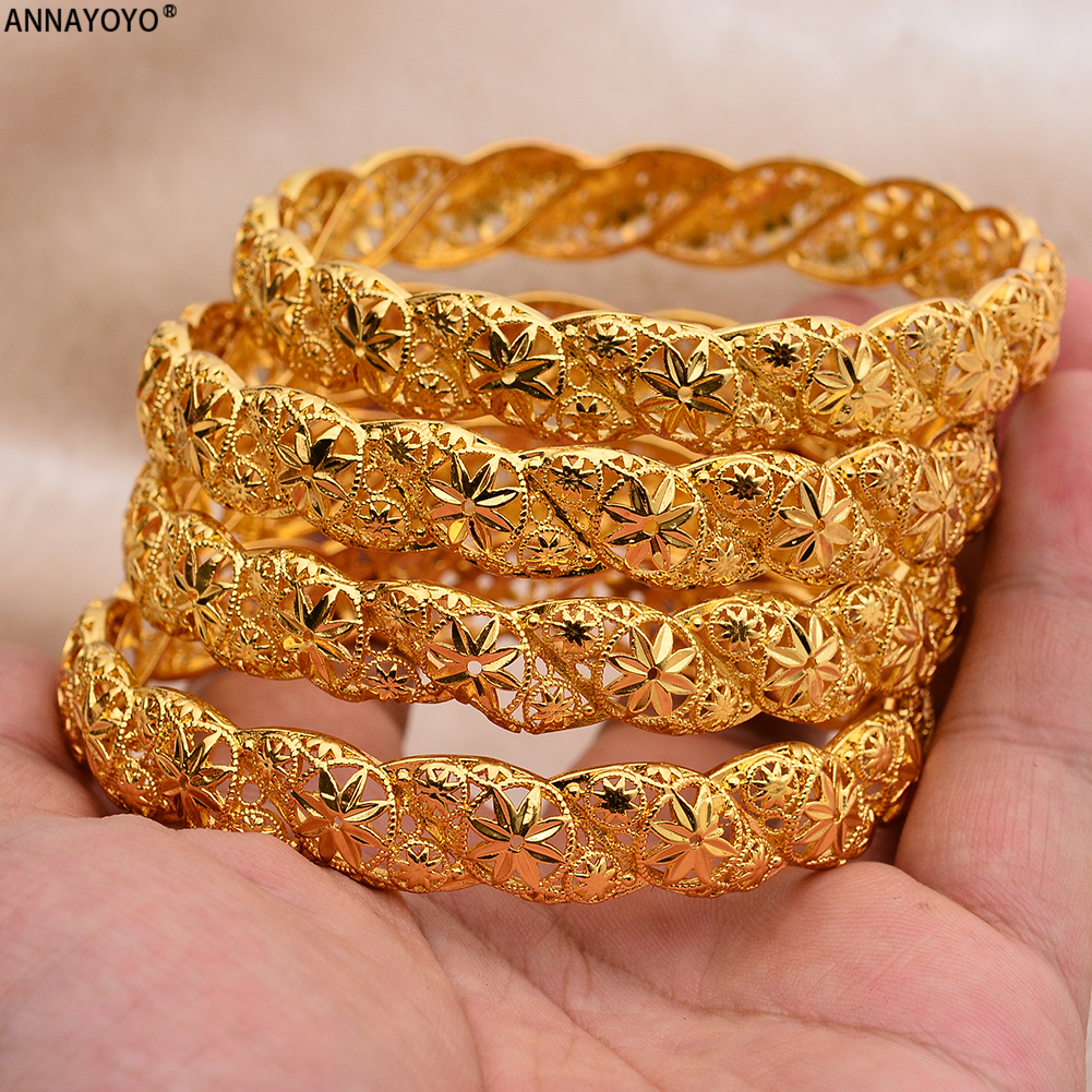 Annayoyo dubai guldarmbånd kvinder mænd 1pc guld kvinder armbånd afrikansk europæisk etiopien mænd piger smykker armbånd