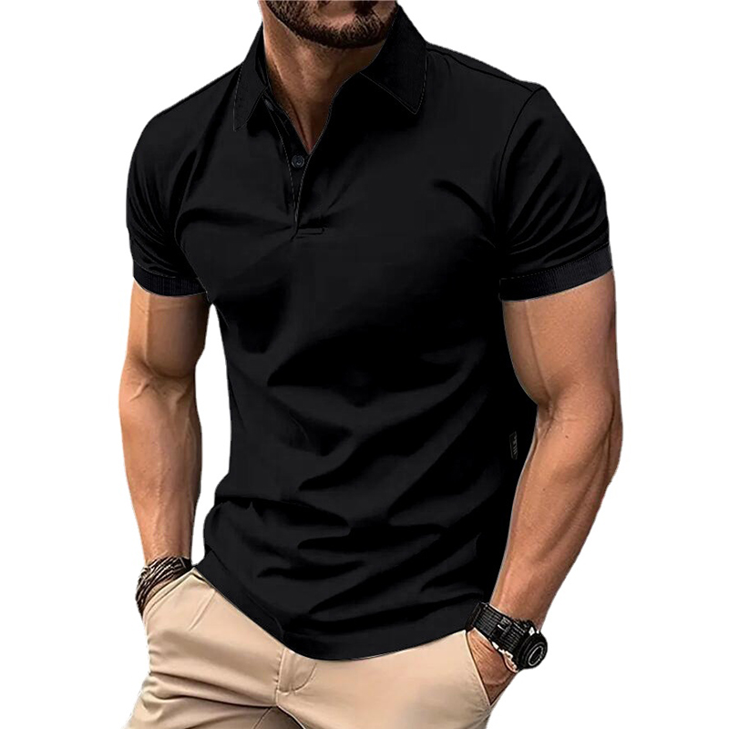 polo estiva da uomo in tinta unita, manica corta, bottoni con risvolto, magliette da uomo, casuale, streetwear, leggere, da jogging