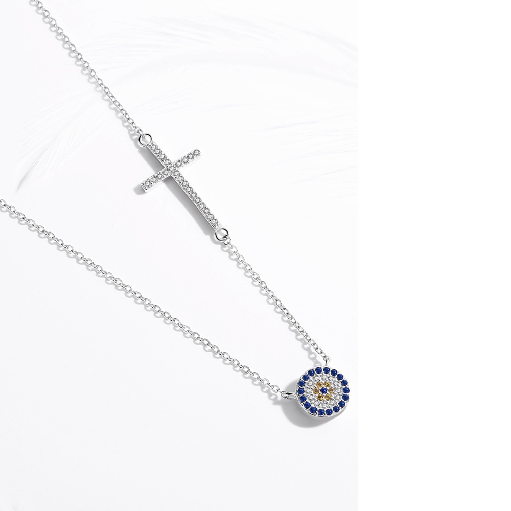 Tongzhe Ketting Vrouwen Sieraden 925 Sterling Zilveren Ronde Decoratieve Boze Oog Ketting Hanger Ketting Voor Vrouwen Collares