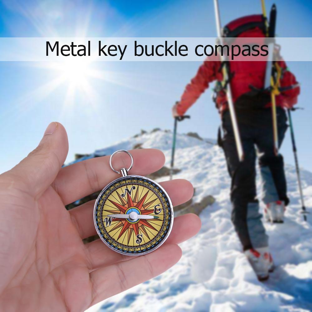 1pcs Mini Travel Camping Hiking Compass Tool Portable Aluminum Emergency Compass Navigation With Keychain Outdoor Tools