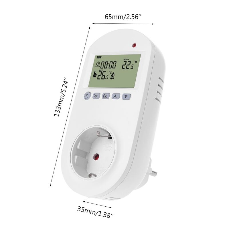 Programmeerbare Plug In Thermostaat Eu Socket 16A Elektrische Verwarming Vloerverwarming Kamerthermostaat