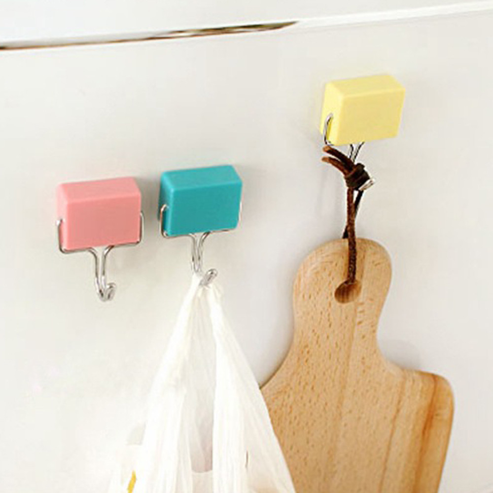 Magnet+Plastic+Stainless Steel Tools Magnetic Hooks School Locker Hook Refrigerator Hanger Snap Hook 3.5*5.5*3cm#w