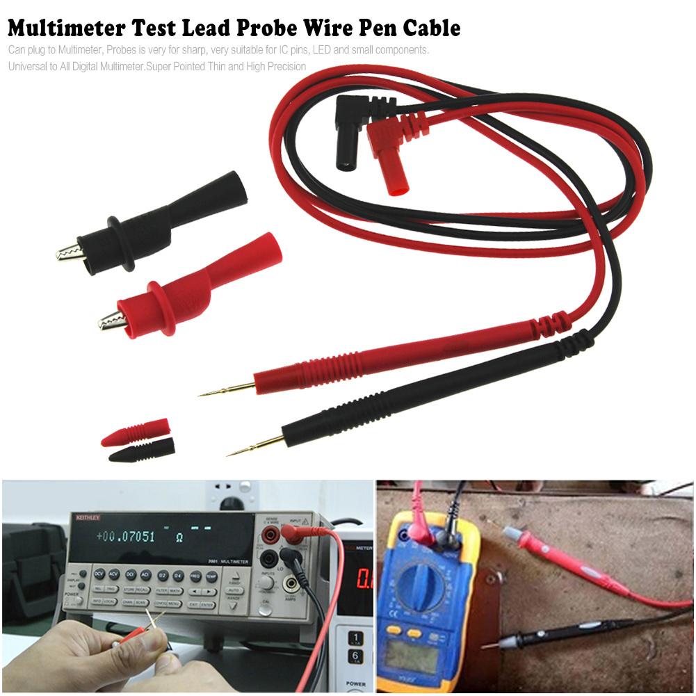 10A Red & Black Ultra-Puntige Multimeter Test Lead Wire Probe Pen Kabel Met Alligator Clip Voor IC Pins LED Kleine Compone J3