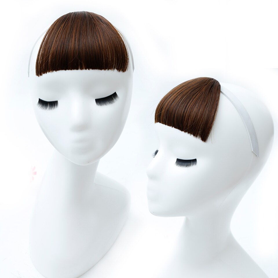 Difei stump pannelugg klips hårpynt svart brun syntetisk pannelugg hair extensions ansikt pannelugg hår for kvinner