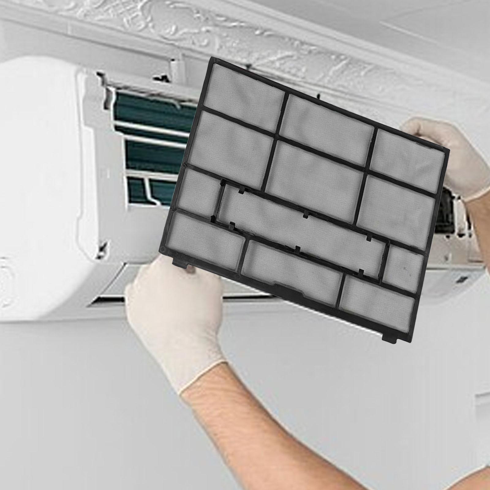 2 Pçs/set Plástico Ar Condicionado Filtro Malha Unidade Interna Pendurado Tela de Poeira Acessórios de Filtro de Ar Condicionado Doméstico