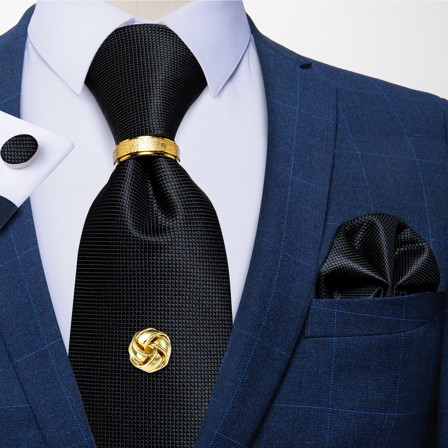 Corbatas de poliéster de Cachemira roja para hombre, 5 uds., con lazo de Metal de Color dorado, pañuelo, gemelos, boda de lujo, graduación, corbata de 8cm: Lavanda