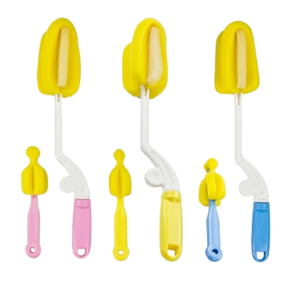 2 PCS Sponge Brush Baby Milk Feeding Bottle Nipple Cleaning Brushes Random Color
