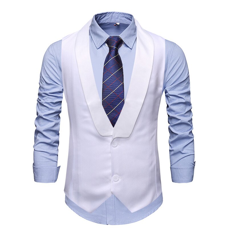 Herre hvid sjalkrave jakkesæt vest chaleco hombre mærke slim fit bryllup vest vest veste til mænd business formel kjole: Hvid / Xxl