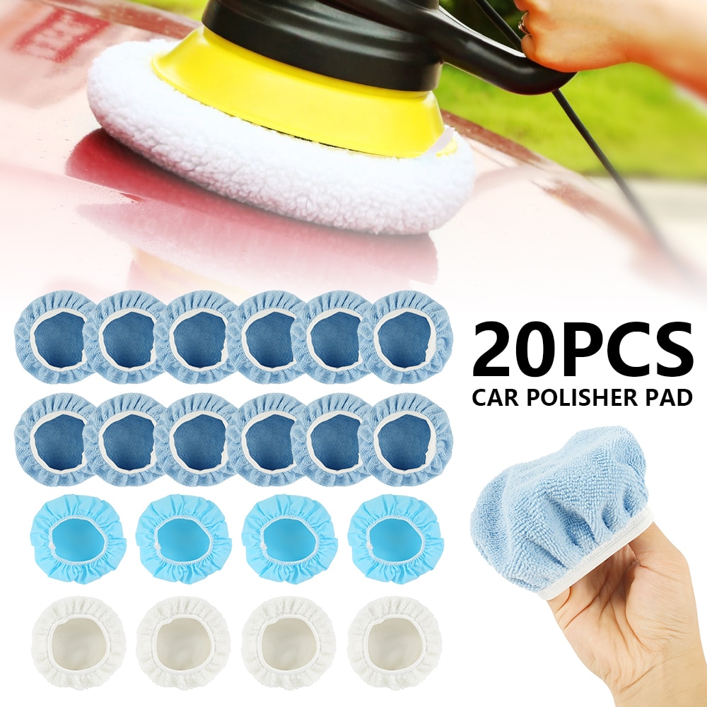Car Polishing Bonnet Buffer Pad Microfiber Bonnet Polisher Pad Cover for Car Paint Care 5-6" 9-10" 2 Sizes