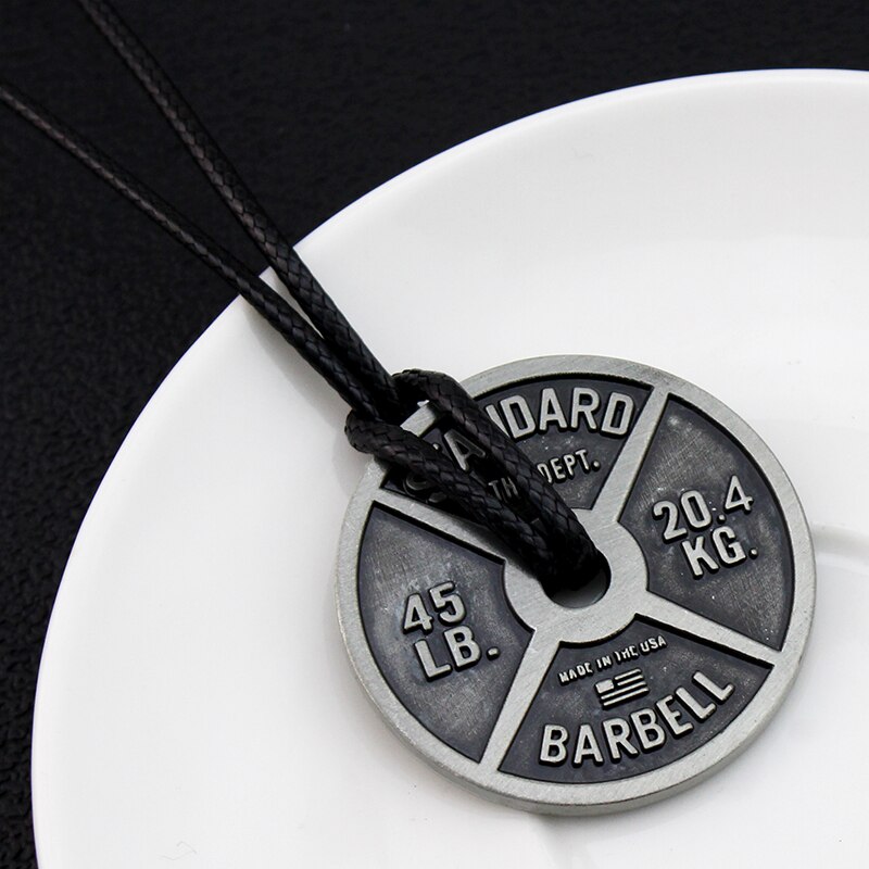 Mode Barbell Disc Gewicht 45lbs 20Kg Hangers Ronde Kruis Ketting Korte Lange Mens Womens Silver Kleur Ketting Sieraden