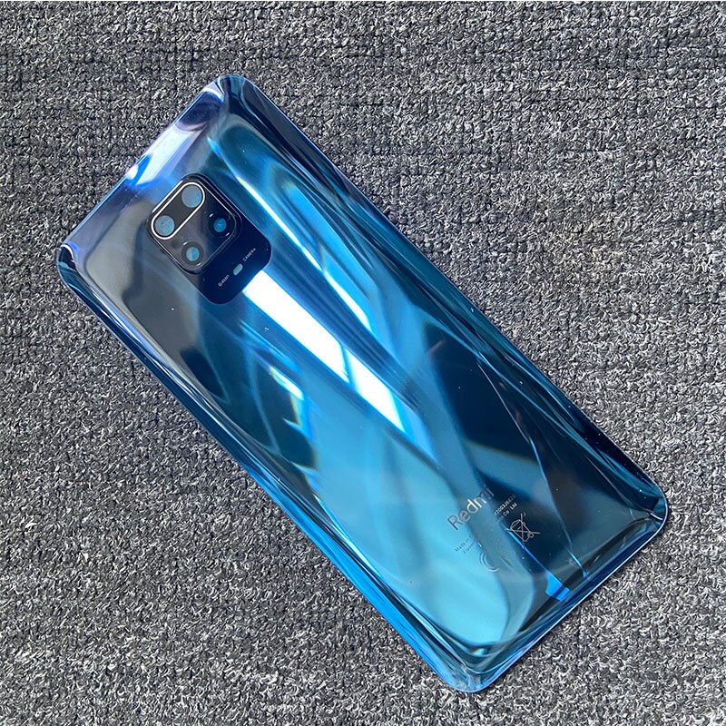 Cover posteriore in vetro per Xiaomi Redmi Note 9 Pro copribatteria custodia posteriore porta pannello in vetro custodia per Redmi Note 9S copribatteria: 64MP with lens blue