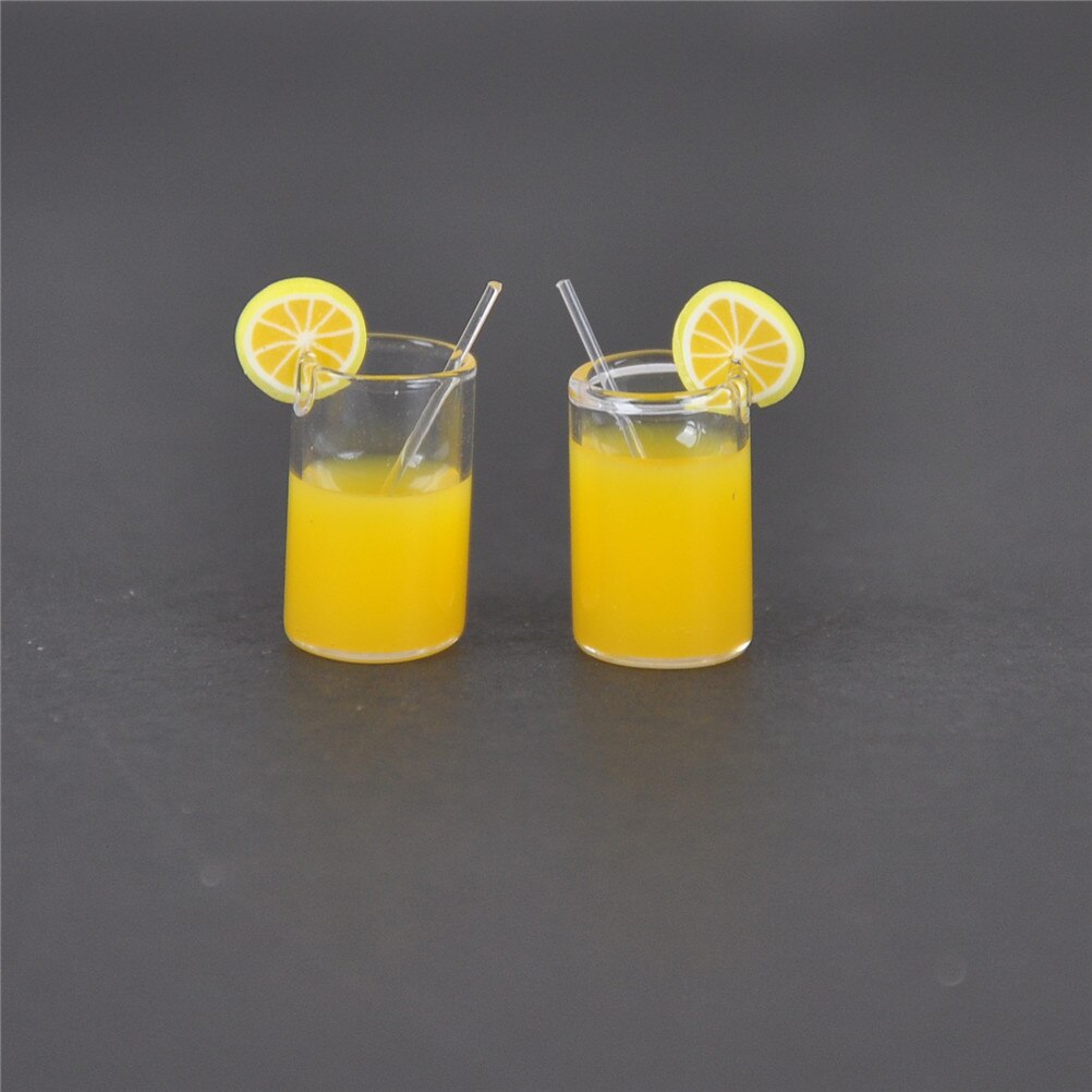 2 stks/partij Mini Hars Citroen Water Cup 1:12 Dollhouse Miniatuur Poppenhuis Accessoires Cups Speelgoed Mini Decoratie