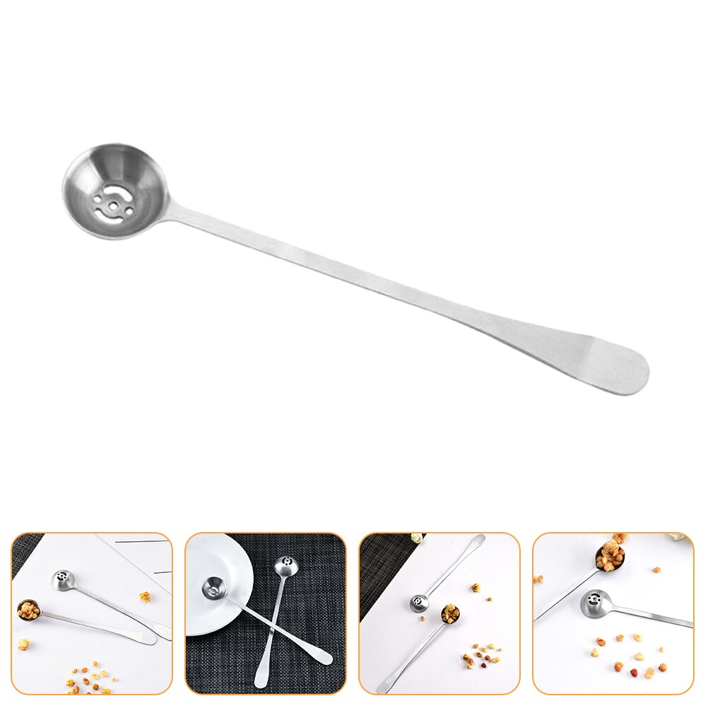 Long Handle Spoon Colander Strainer Spoon Stainless Steel Seasoning Scoop Colander