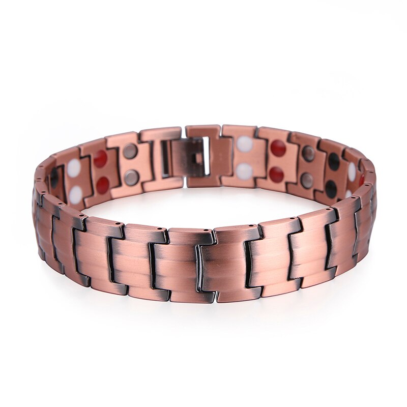 Cazador Copper Magnetic Therapy Bracelet Pain Relief for Arthritis Wrist Band Bracelet Male Chain Link Vintage Energy Bracelet: Default Title