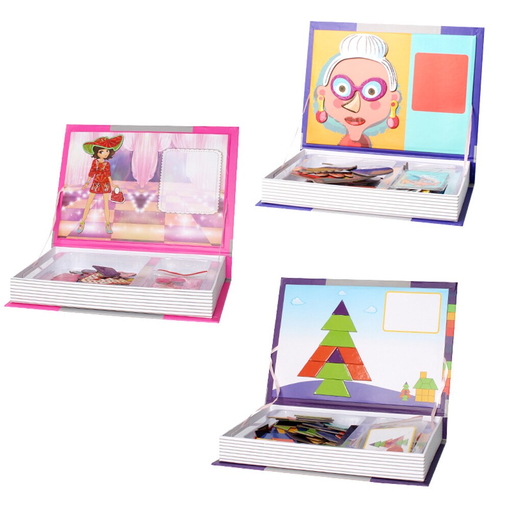 Kinderen Magic Boek Puzzel 3D Jigsaw Magnetische Stickers Creatief Educatief Speelgoed Voor Kinderen Brain Training Spel