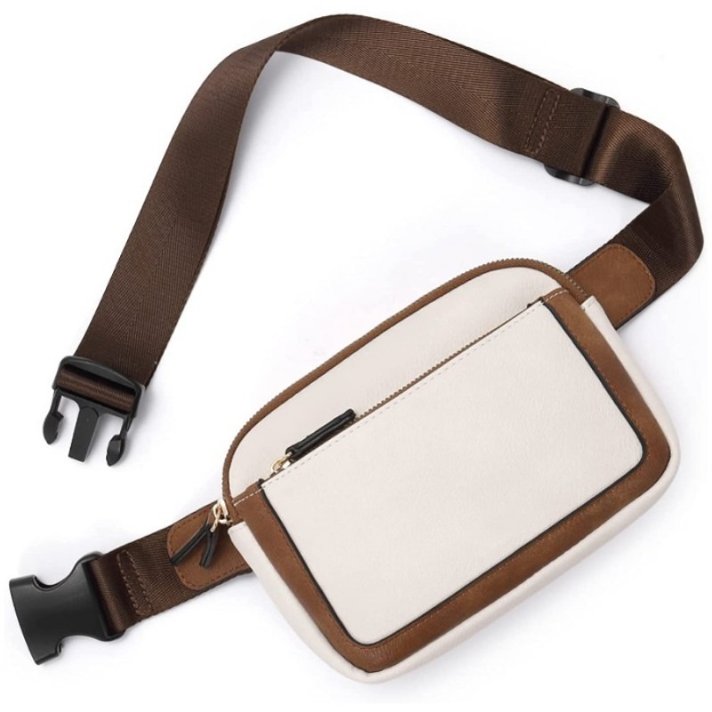 Bolsos con cinturón para mujer, bolso cruzado con correa ajustable, bolso de mensajero de cuero PU vegano para mujer: Negro