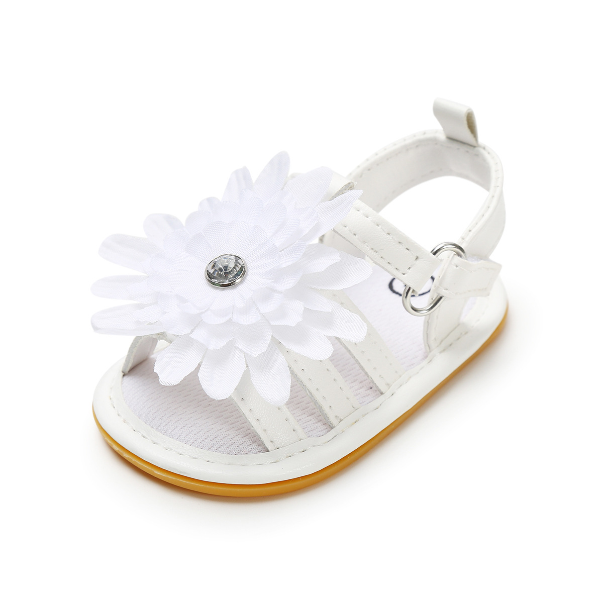 2020 nuovi sandali fiori scarpe estive da esterno neonate scarpe da bambino PU sandali antiscivolo con suola morbida scarpe da neonato in gomma: WHITE / 7-12 mesi