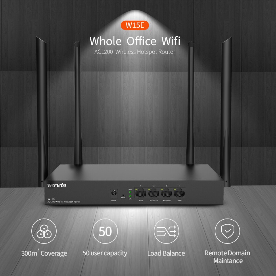 Tenda W15Ev2.0 Wireless Router AC1200 Router WIFI Repeater With 4 High Gain Antennas Wider Coverage Easy Set Up