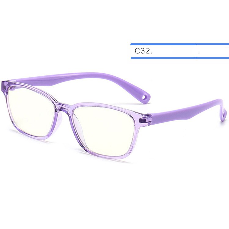 Lunettes anti-lumière bleue ivsta pour enfants, verres anti-rayons bleus, verres de jeu,  tr90 verres en silicone avec sangle de correction: C32