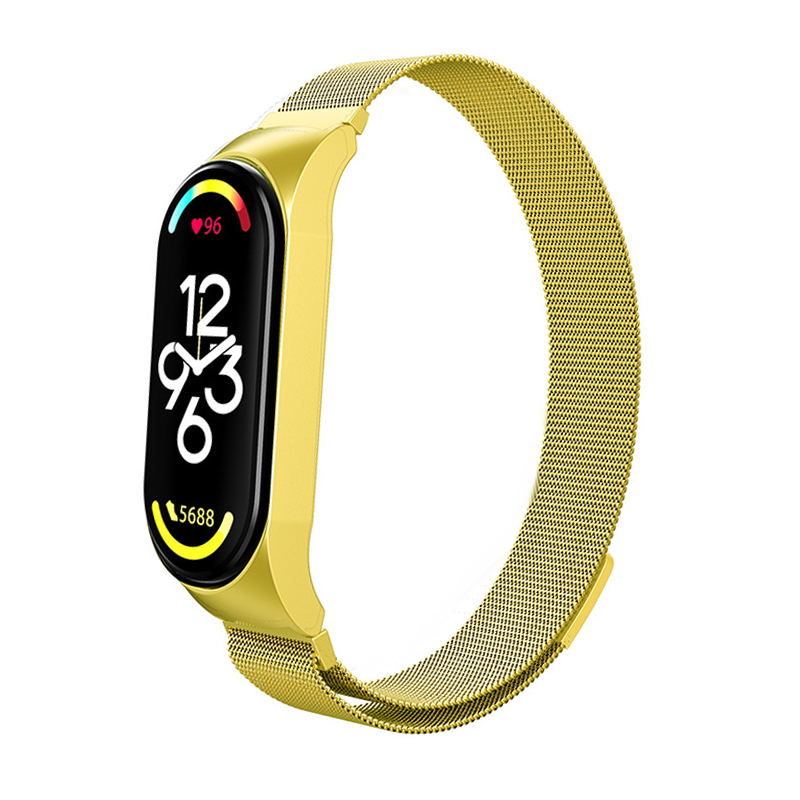 correa mi band 4 5 6 7, Milanese Loop para Xiaomi Mi Band 7, 6, 5 y 4, Correa de reloj de acero inoxidable, pulsera mi band 4, 6, 5, 3, 7 pro: L / Blanco de la plata