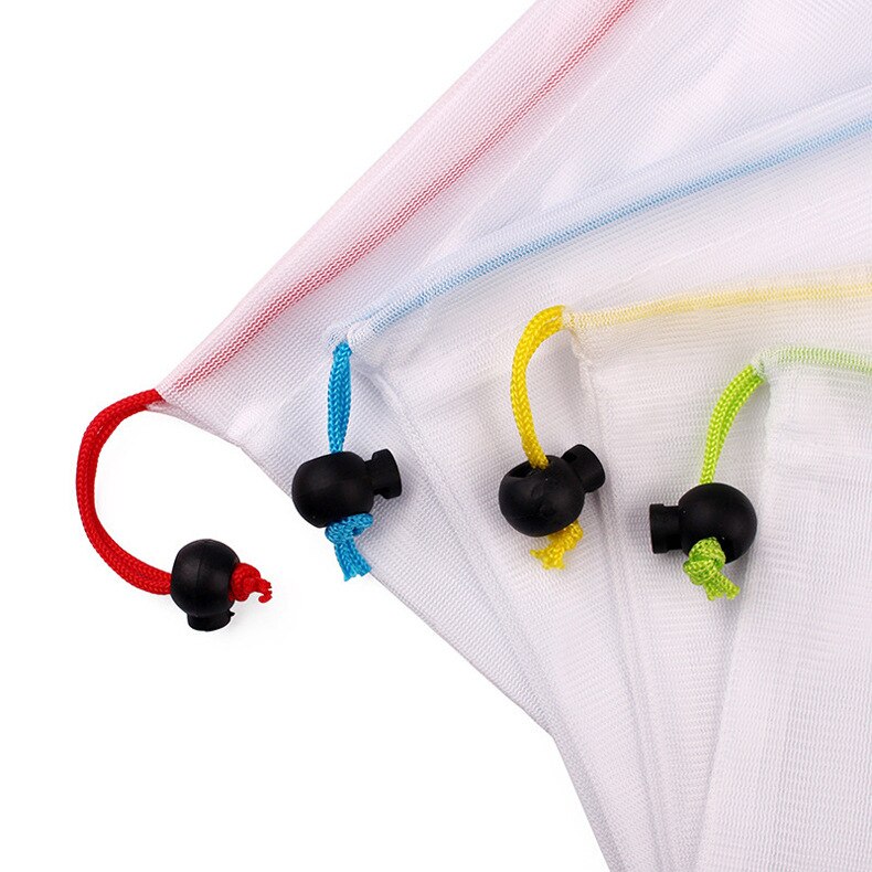 5pcs/pack Eco Friendly Mesh Vegetable Bags Reusable Produce Bags for Kitchen Supermarket Store Storage Fruit Bag with Drawstring: 2pcs Middle bags
