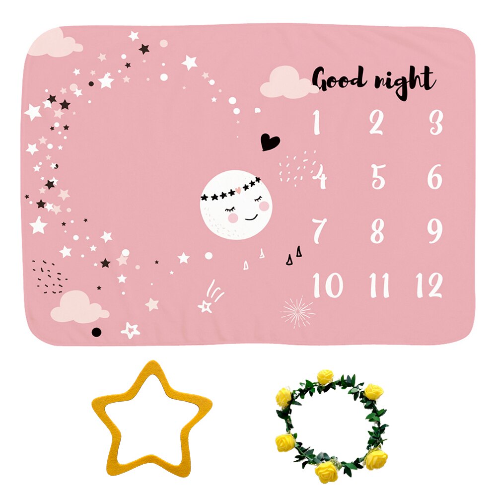 Maan bloemenprint flanel baby maandelijkse mijlpaal deken foto prop achtergrond ademende zachte fotografie accessoires