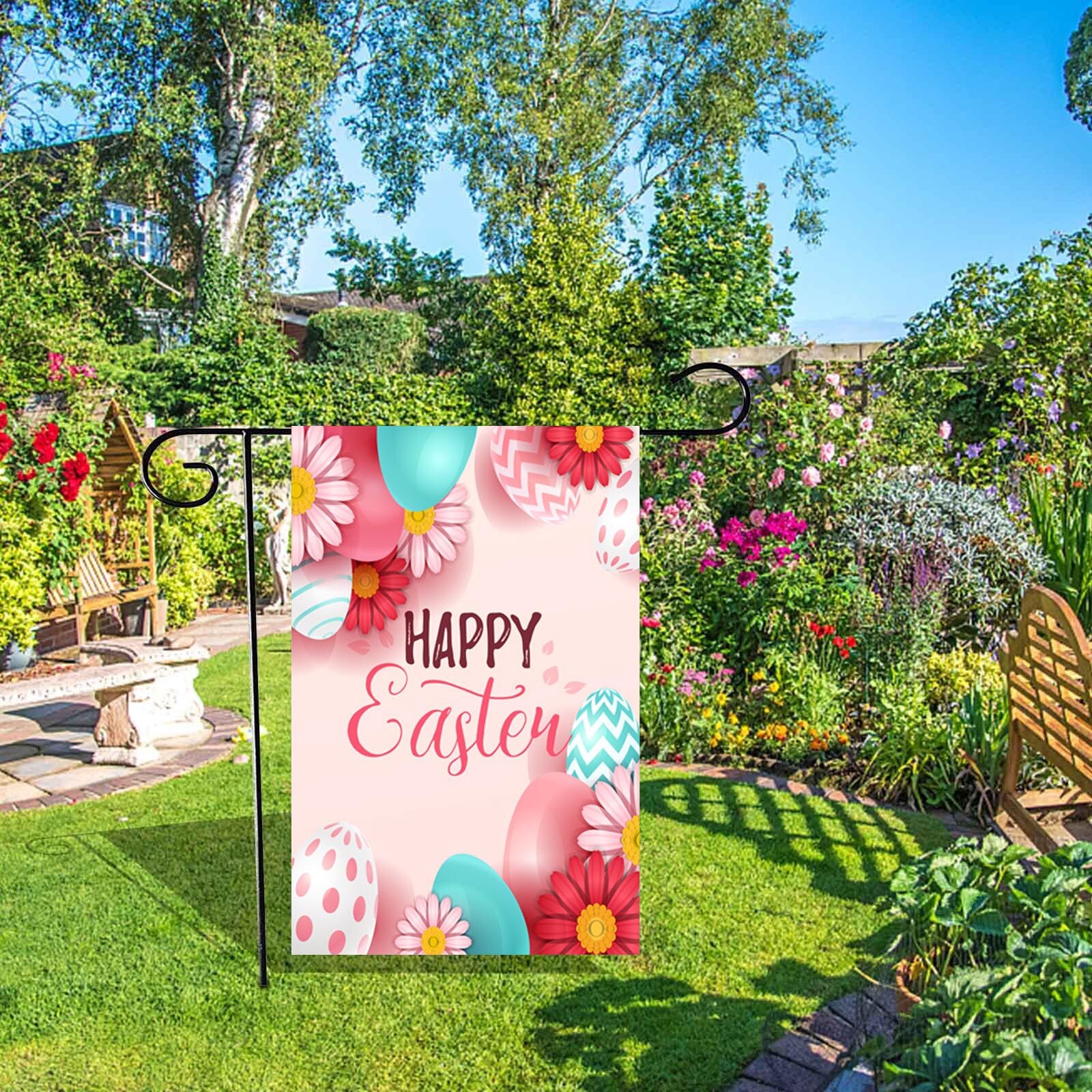 Garden Decoration Easter Banner Flag Happy Easter Decoration Banner Home Decoration Outdoor House Flag Accessories