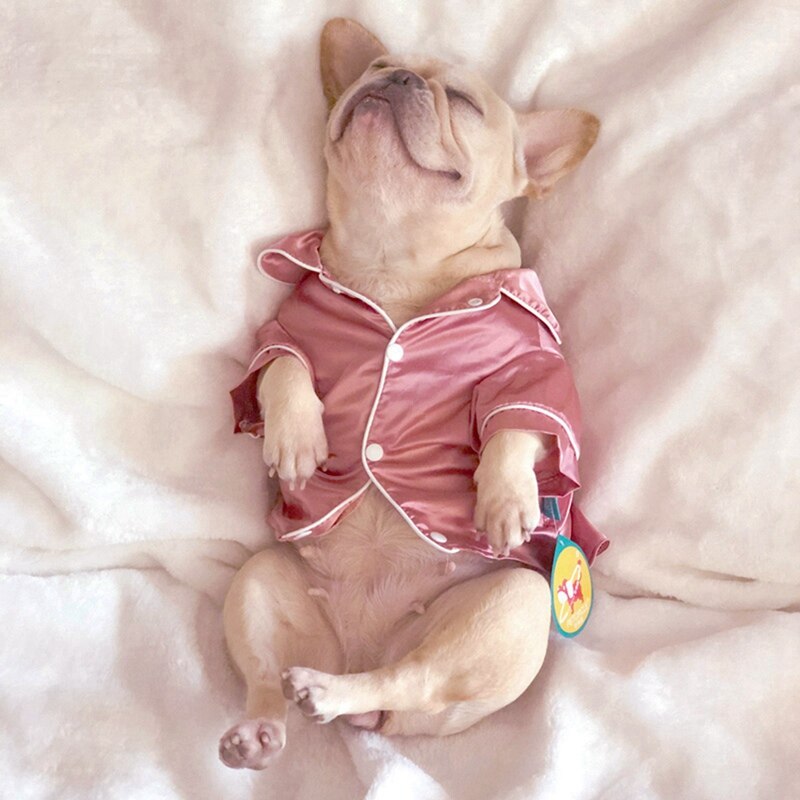 Pet miękki jedwab luksusowa piżama dla psa moda buldog francuski piżama dla małych psów Shih Tzu Puppy ubrania dla kota zwierzęta odzież Homewear/