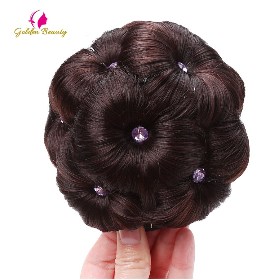 Golden Beauty Women's Synthetic Hair Curly Chignon With Plactic Comb Bride Wedding Clip In Hairpiece Extensions