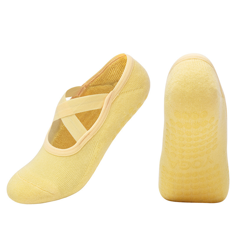 Femmes respirant serviette bas Yoga chaussettes Silicone anti-dérapant pansement Pilates chaussette dames Ballet danse Fitness entraînement coton chaussettes: GRIS
