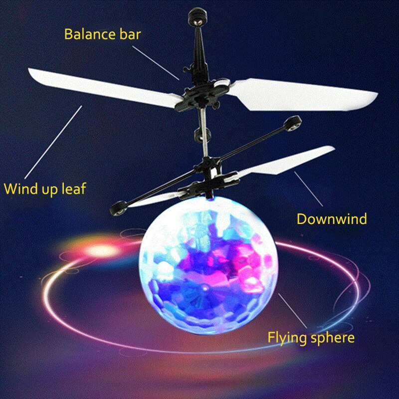 Diamant Vliegende Bal Lichtgevende Kid 'S Elektronische Infrarood Inductie Vliegtuigen Speelgoed Voor Jongens Led Licht Mini Helicopter Drone