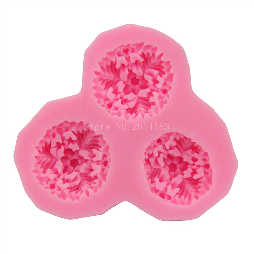 3 håll blomma lotus silikonfondant tvål 3d kakform cupcake gelé godis choklad dekoration bakverktyg formar  fq1761