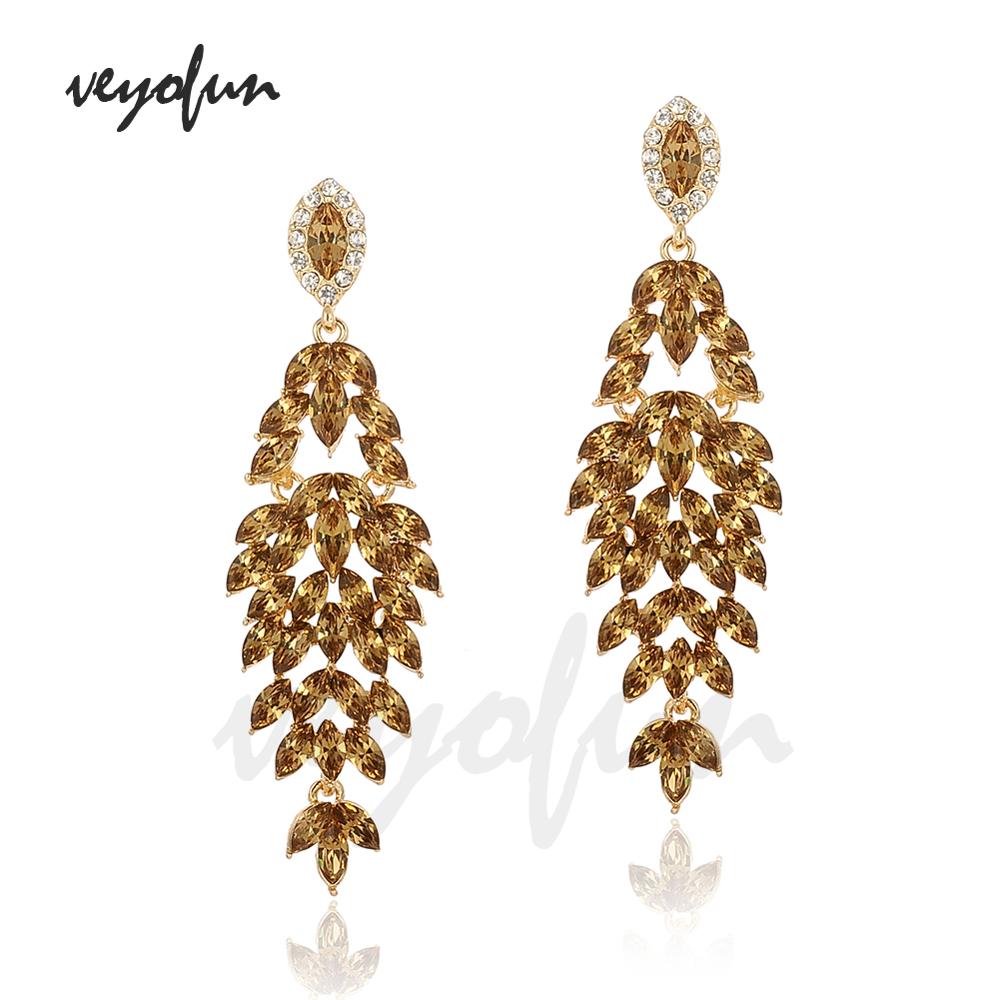 Veyofun Luxury Crystal Earrings Vintage Wedding Dangle Earrings Jewelry For Women: champagne