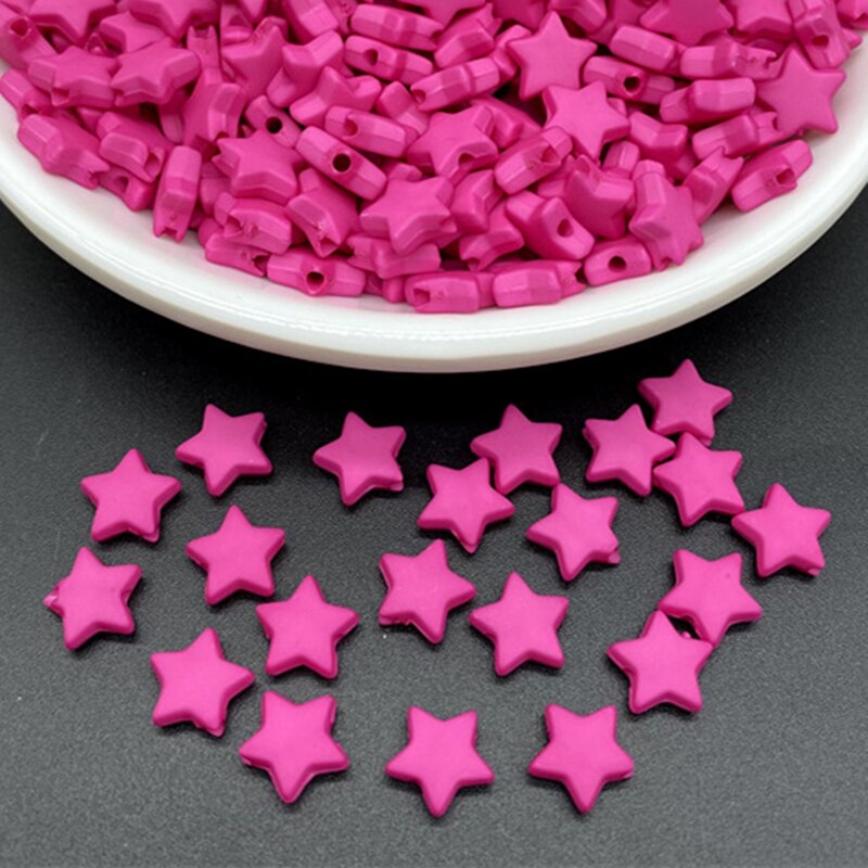 100 unids/lote 9mm cuentas acrílicas con forma de estrella de Color puro espaciador suelto para hacer joyería colgante collar pulsera hecha a mano DIY: Negro