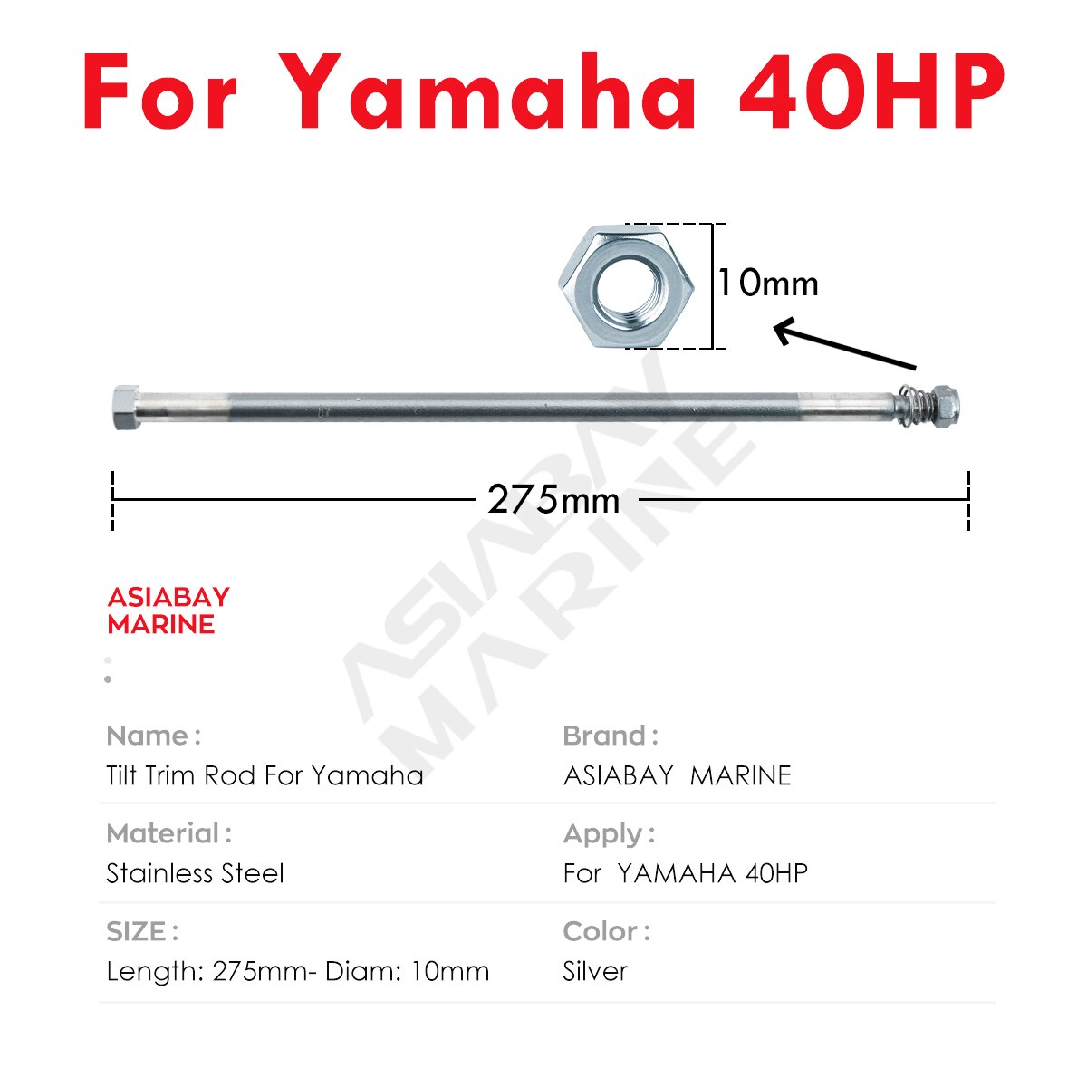 Tilt Trim Rod For Yamaha Outboard 40hp Motor Swivel Bracket Stainless Steel Shaft Boat Ship Marine Engine Part